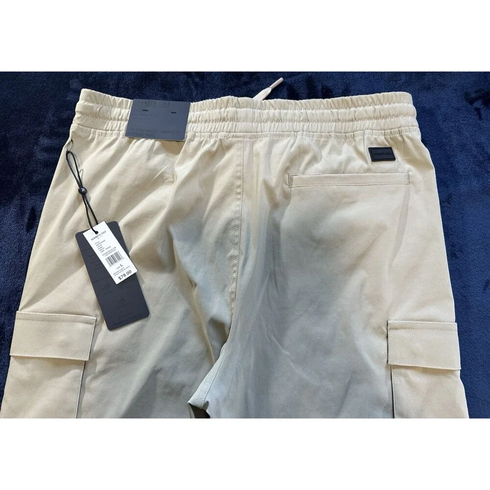 Kenneth Cole Tech Jogger Cargo Tapered Fit Stretch Activewear Khaki Men's L NWT